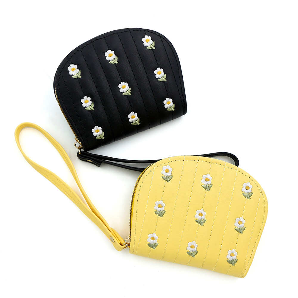 New fresh and sweet lady card bag embroidered zipper hand bag change purse multi-card card bag wallet wholesale