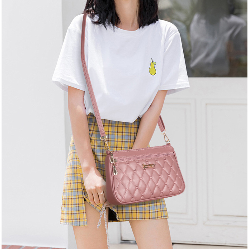 Daiouya's new summer simple and fashionable solid color embroidered small fragrance style crossbody bag trend