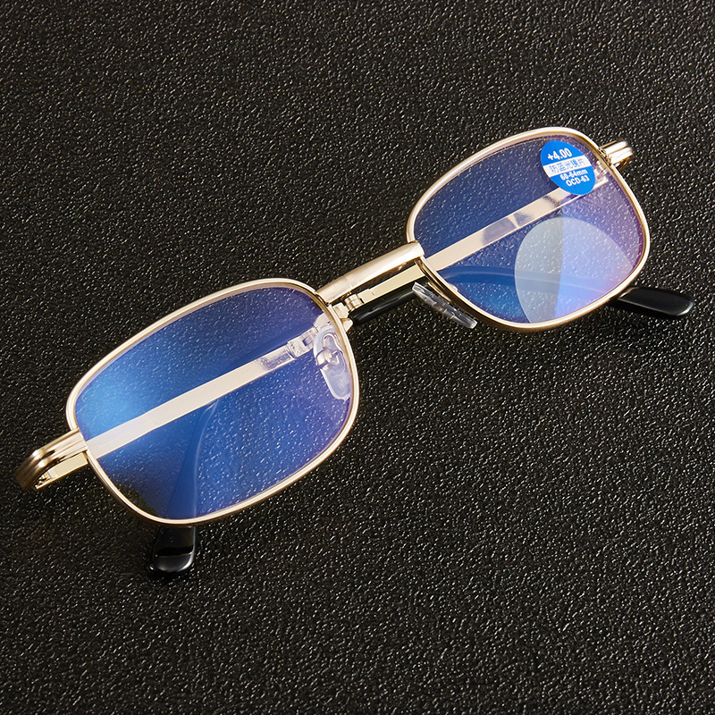 Far and near dual-purpose dual-Light Anti-blue light reading glasses Progressive multifocal glasses folding portable box Old Light glasses spot
