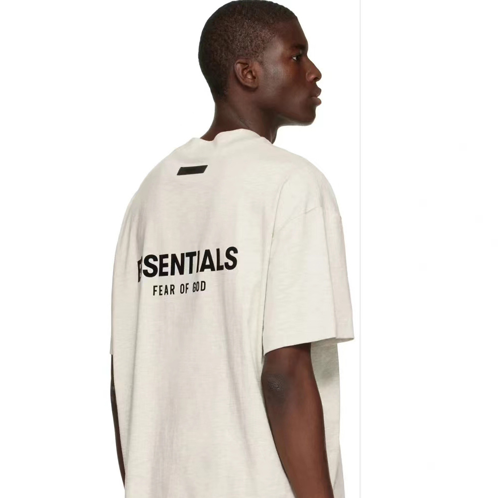 FOG Double Line ESSENTIALS Season 8 SS22 Flocking Loose Large OS Short-sleeved T-shirt Men's High Street Trendy Brand