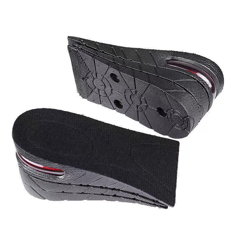 Black New three-layer height increasing half pad invisible adjustable men and women Inner height increasing insole non-slip shock absorbing sports insole