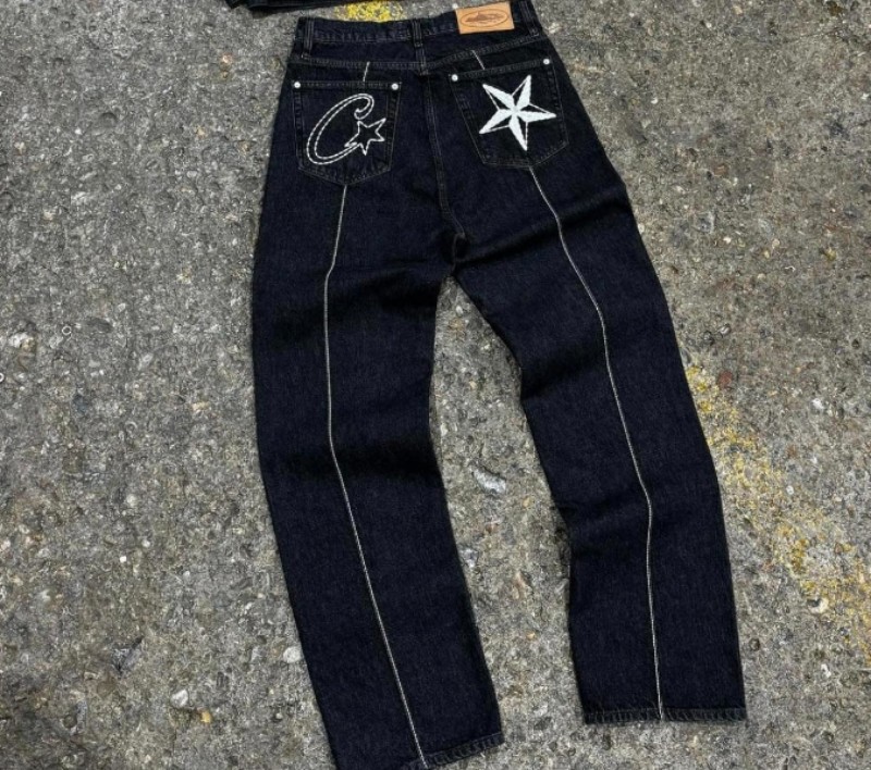 thumbnail for Co Alcatraz Jeans Star Embroidery American High Street Vintage Distressed Casual Cropped Pants Rteiz Jacket