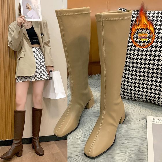 But Knee Long Boots Women's 2023 Autumn and Winter New British Style Fashion Small Body-Slimming High Heel Knight Women's Boots
