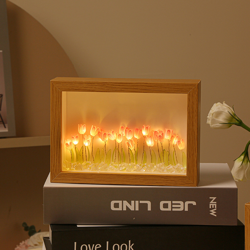 Internet Celebrous Photo Frame Tulip Night Light led Bedroom Night Light Birthday Tanabata Gift Girl Flower Atmosphere Light