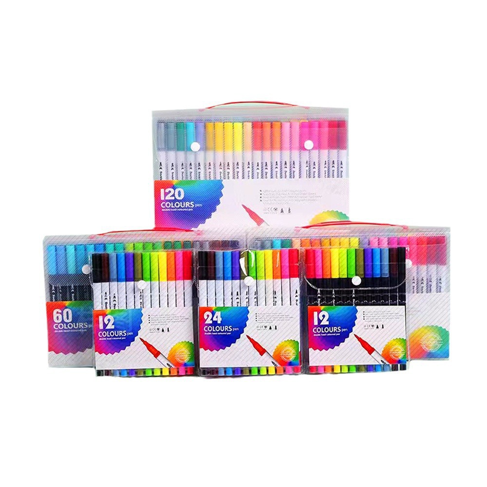 Children's brush water-based soft head double watercolor pen color washable soft head pen set