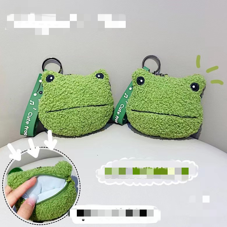 Net red explosions green plush frog doll buckle rope creative cute little frog bag key chain pendant wholesale