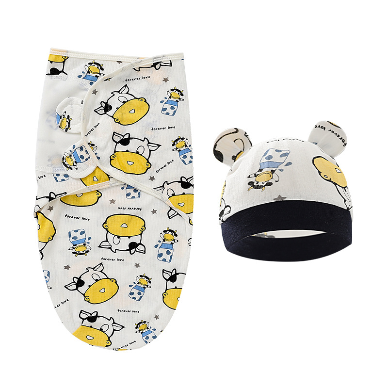 Foreign trade European and American newborn swaddling sleeping bag baby spring silkworm sleeping bag quilt anti-kick baby hat 8922025