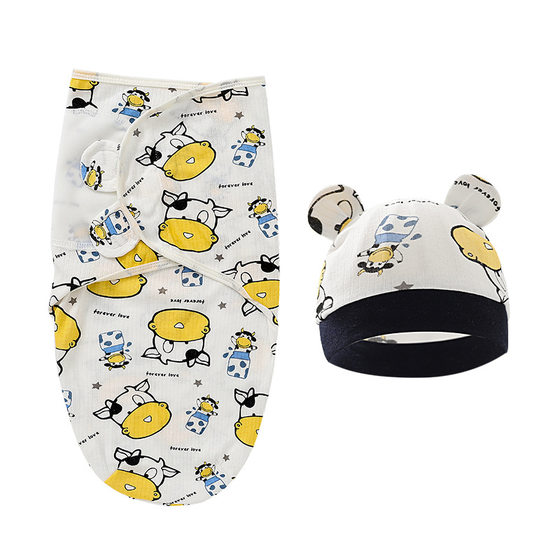Foreign trade European and American newborn swaddling sleeping bag baby spring silkworm sleeping bag quilt anti-kick baby hat 8922025