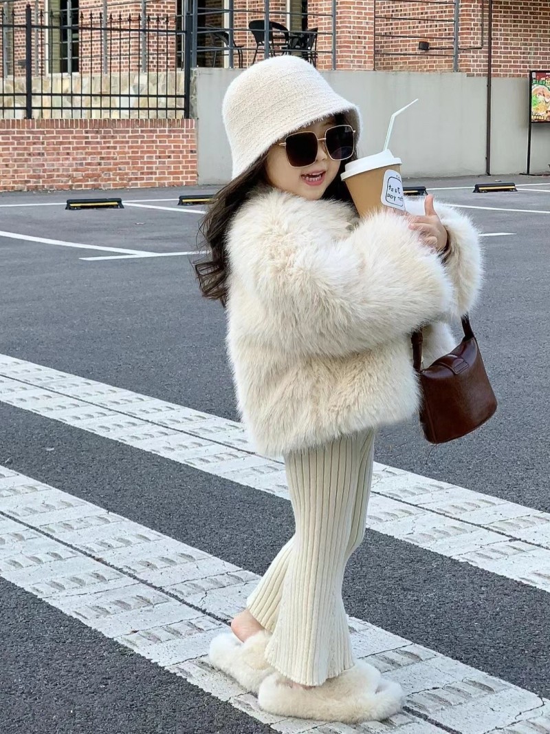 New girls' fleece-lined thickened coat children's fur coat imitation fox fur all-match Western style fur cotton-padded coat fashion