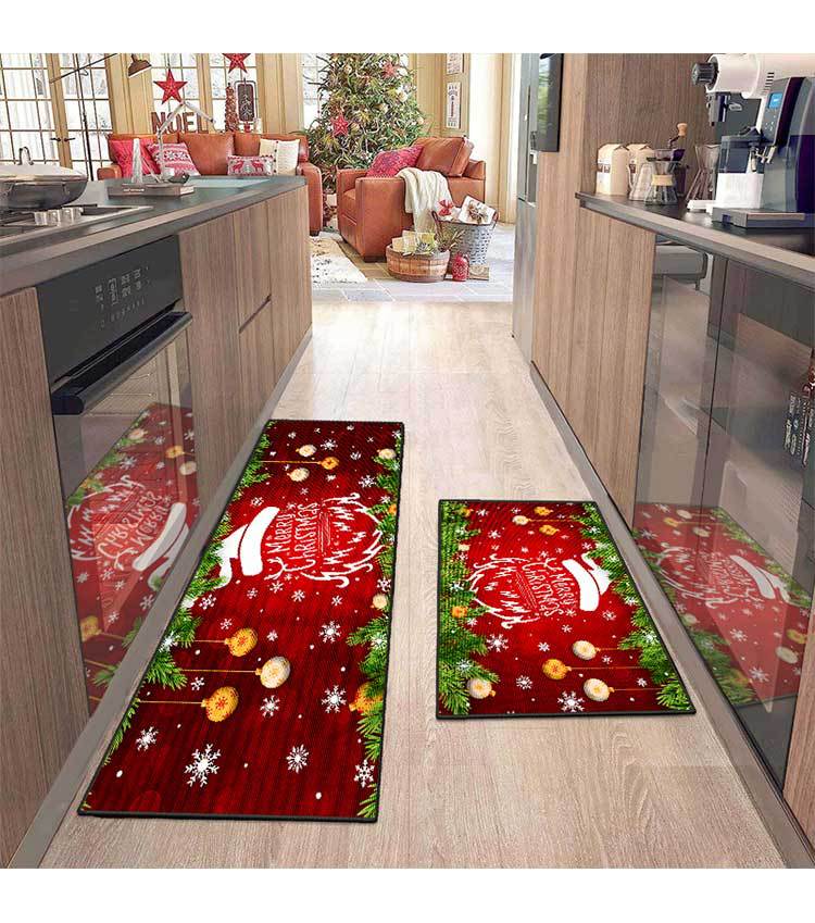 Julefest Feriedekoration Køkken Gulvmåtte Xuan Tube Smudsafvisende fodmåtte Indgangsdør dekoration dørmåtte Badeværelsesmåtte_voghion.com