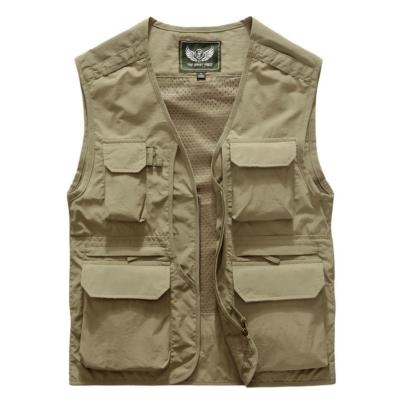 Cross-border Amazon outdoor mesh photography fishing men's vest multi-pocket vest waistcoat LOGO