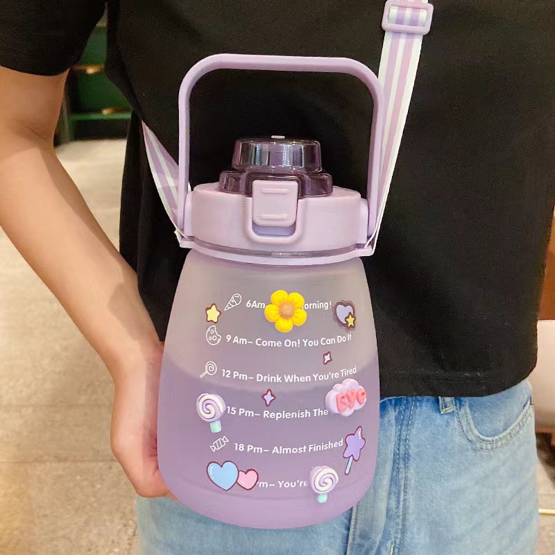 Internet Celebrous Sports Water Cup Women's Summer Large Capacity Portable Suction Cup Cute Big Belly Cup Student Cross-border Water Bottle