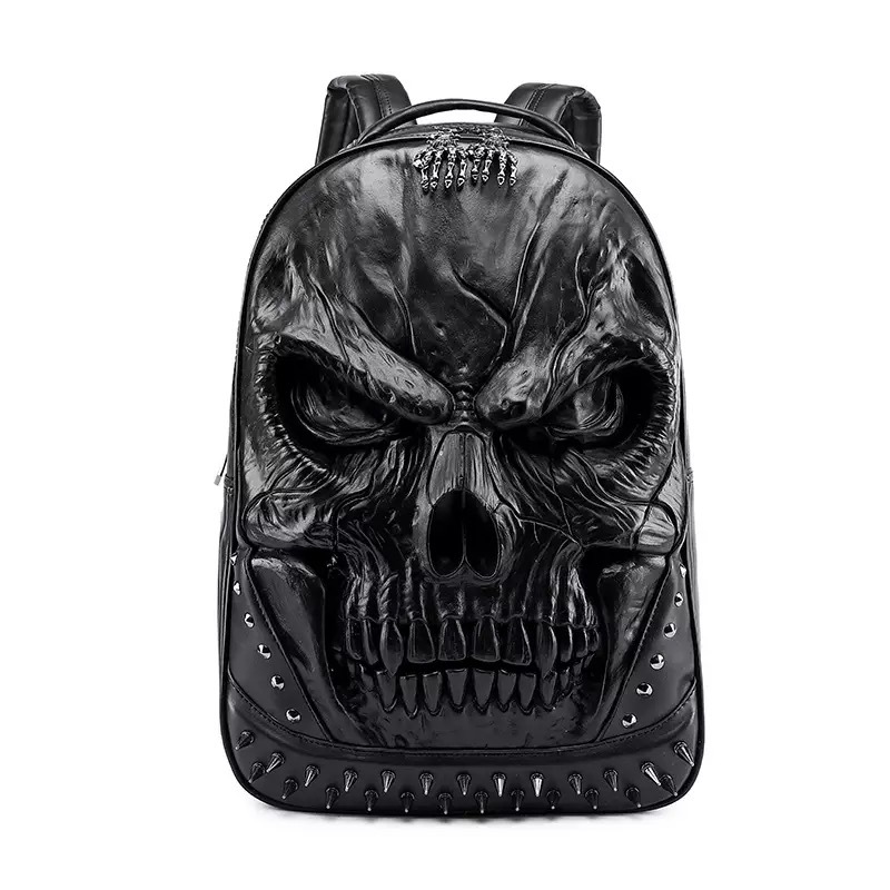 European and American grimace men's shoulder bag fashion three-dimensional relief skull bag Street trend characteristic shoulder bag backpack