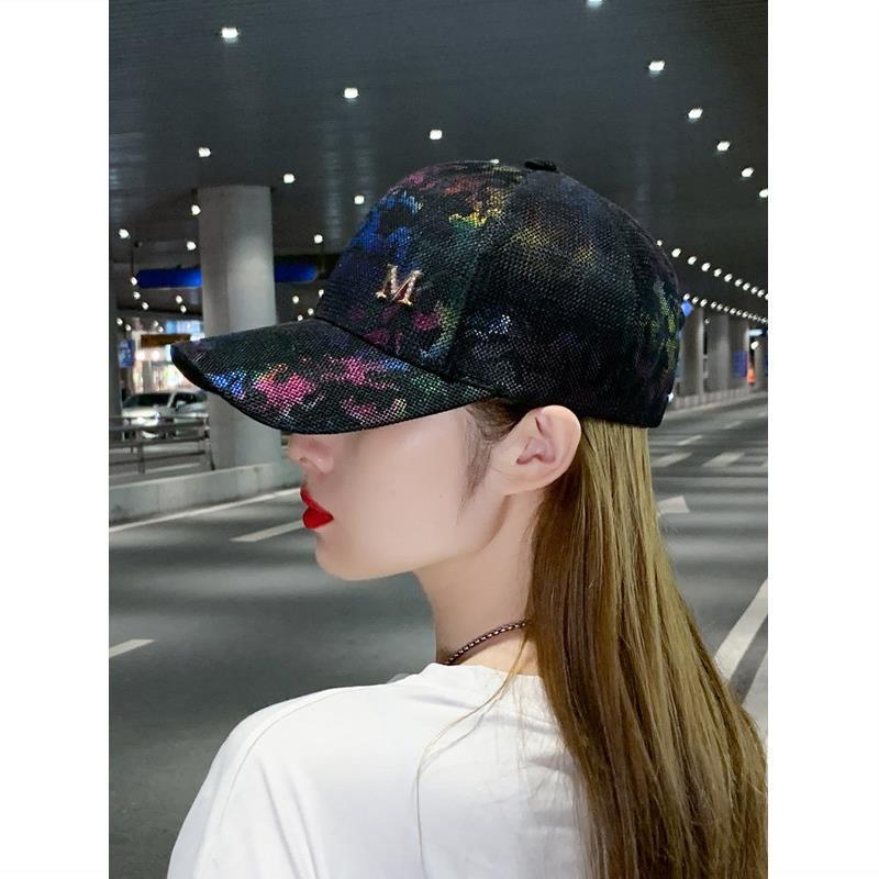 New Style Summer Mesh Cap Women's Colorful Rhinestone M-Mark Cap Japanese Style All-Match Street Style Fashionable Brand Baseball Cap for Men
