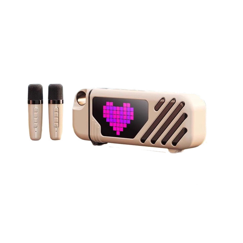 Cross-border K18 Mini K-song Portable Bluetooth Audio Microphone suit High Sound Quality Double Wheat Singing Super Long Endurance Speaker