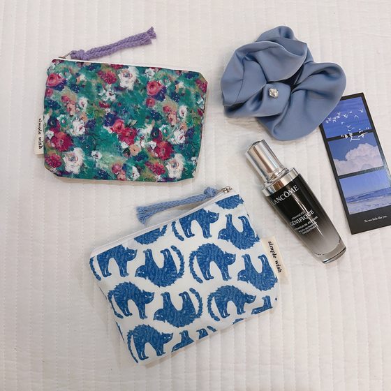 [Su Xi cloth bag] Retro floral change bag mini cotton bag lipstick earphone storage bag card bag moon bag