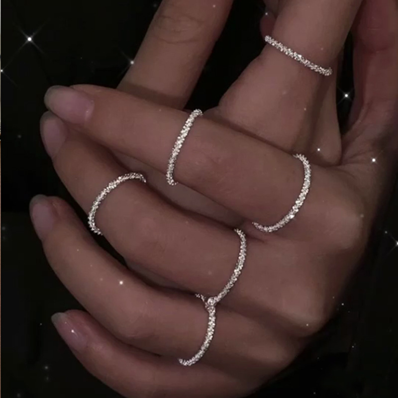 網紅波光粼粼戒指女璀璨星河銀色滿天星韓國氣質小眾輕奢高級感