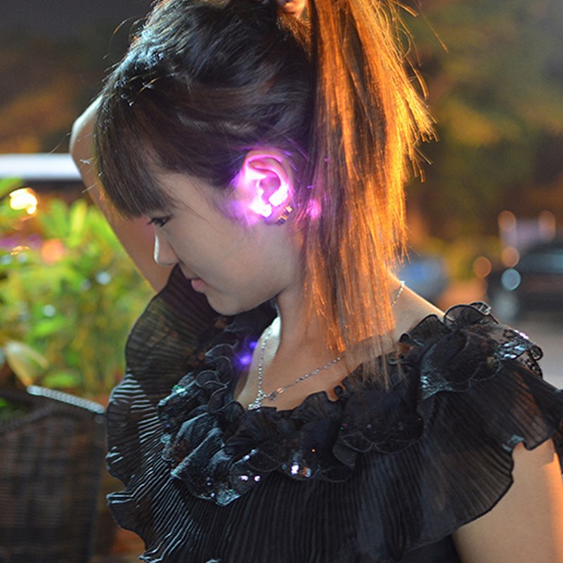 Net Celebrant New Colorful LED Luminous Earrings Bar Party Singing K Electric Syllable Night Club Cool Luminous Earrings Earrings