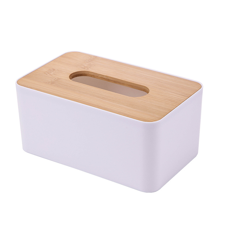 Bamboo cover plastic Commercial Hotel tissue box advertising living room dining room desktop tissue box storage tissue box
