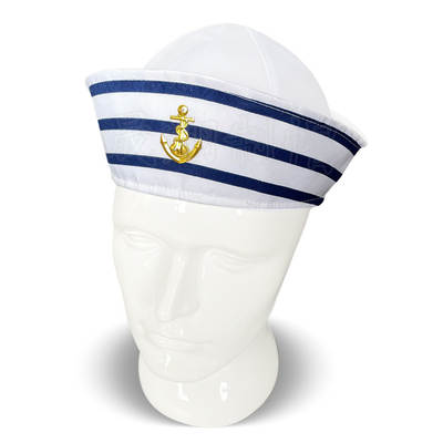 Cross-border blue and white striped sailor hat dome flanging brimless full sealing Amazon striped navy sailor hat wholesale