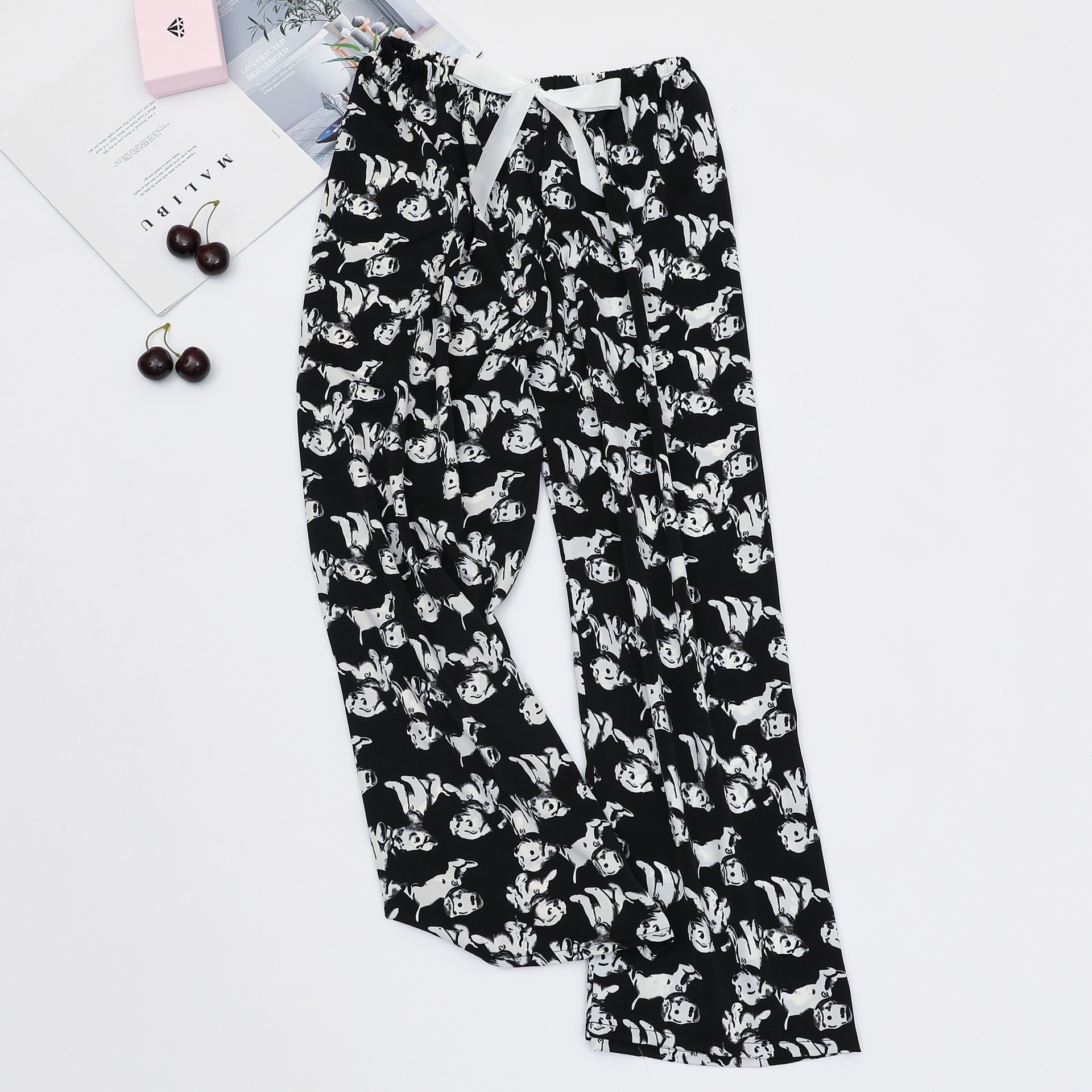 Ice Silk Pajama Pants Women's Summer Thin Loose Large Size Outer Wearing Home Pants New All-Match Not Shrinkable Wide-Leg Pants