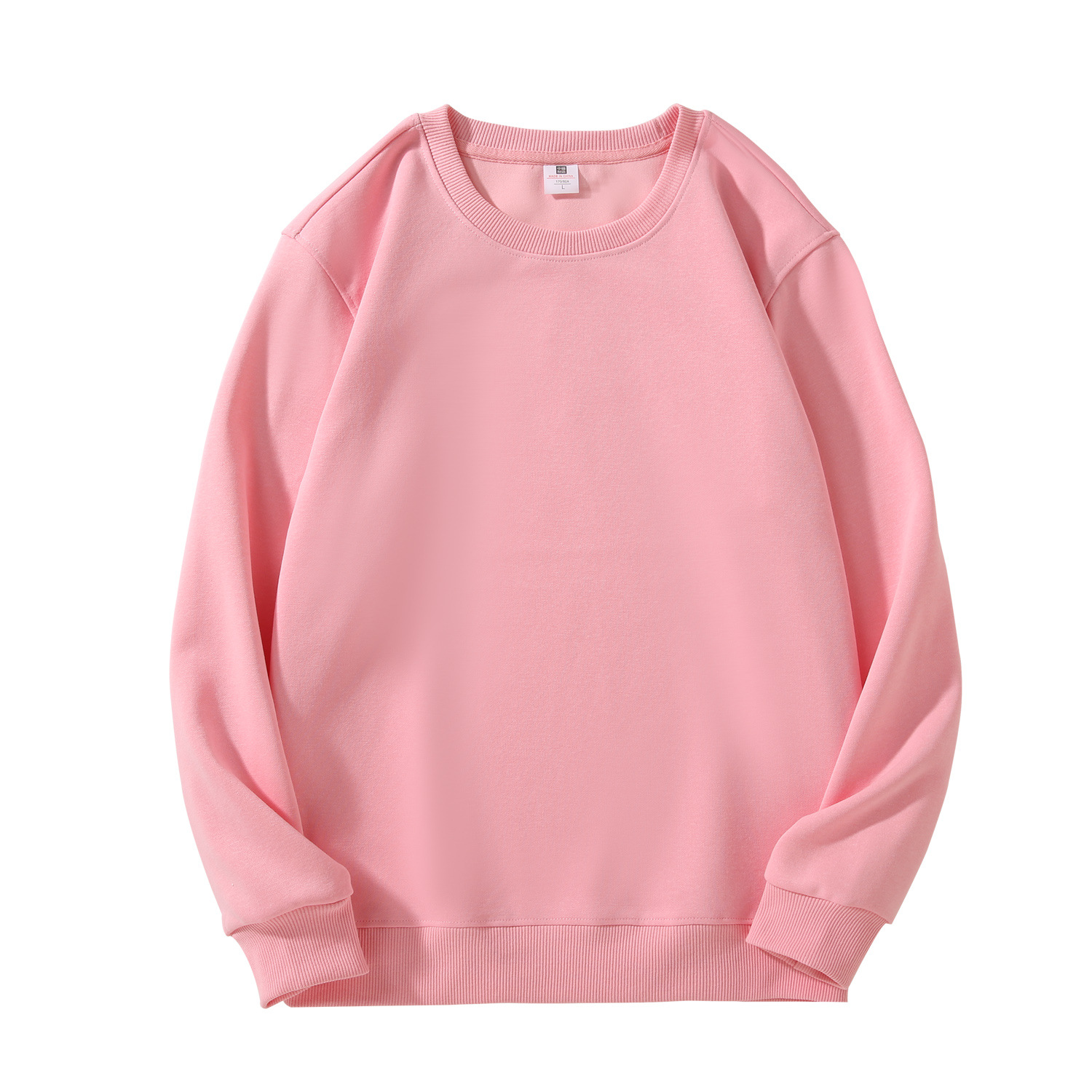 Casual sports clothing loose round neck sweater 300g Chinese cotton composite milk silk long sleeve sweater