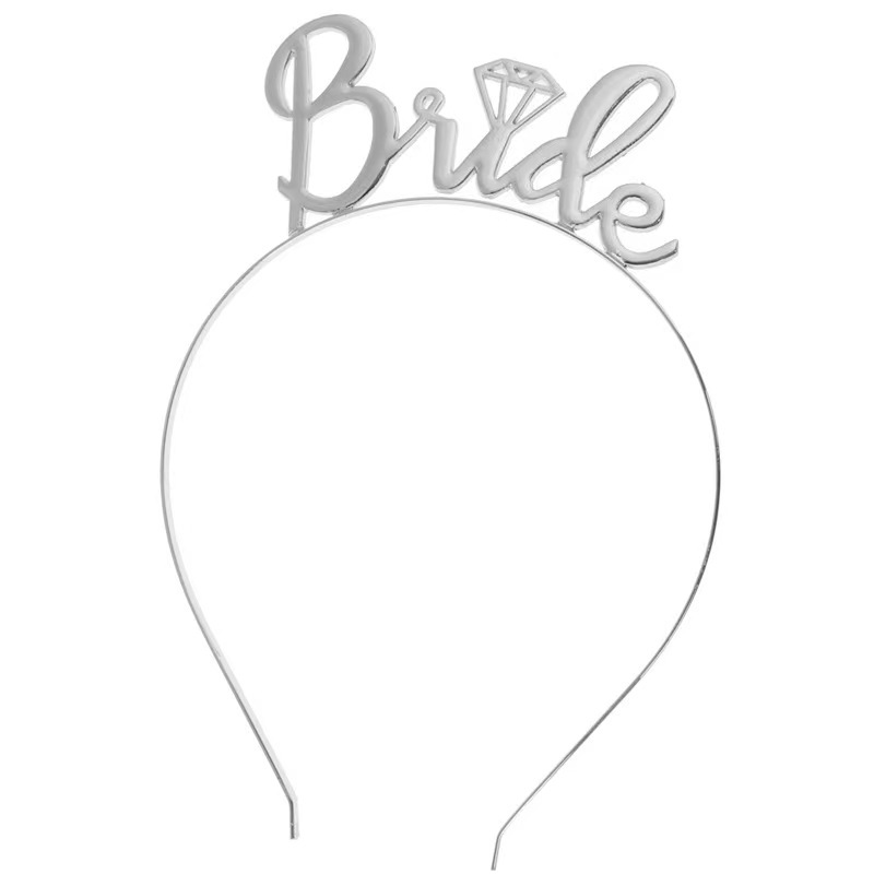 Cross-border Bride Metallic Letter Headband European and American Bride Party Hair Crown Rose Gold Hair Crown Shoulder Strap Veil