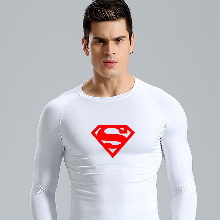 Cross-border Explosions Men's Fitness Suit Superman Printed Tight Short-sleeved T-shirt Shirt Quick-drying High-elastic Sportswear