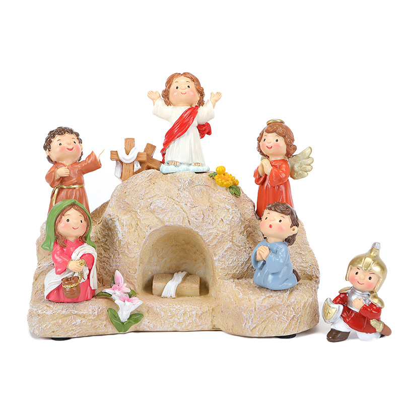 Cross-border cartoon Jesus sun scene decoration Christmas Easter gift indoor decoration resin crafts