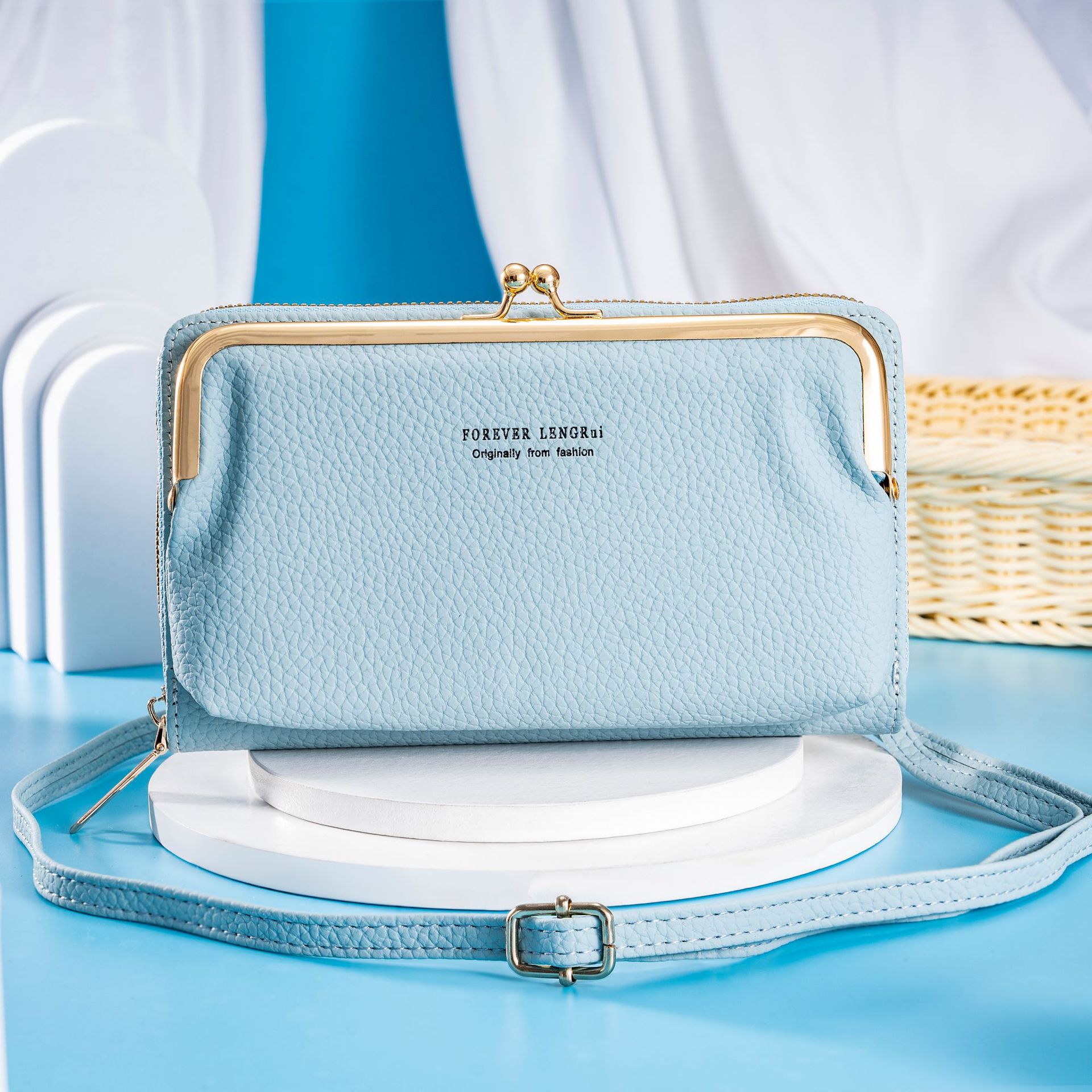 2023 creative new fashion Korean style shoulder crossbody bag large capacity Women's long wallet macaron mobile phone bag