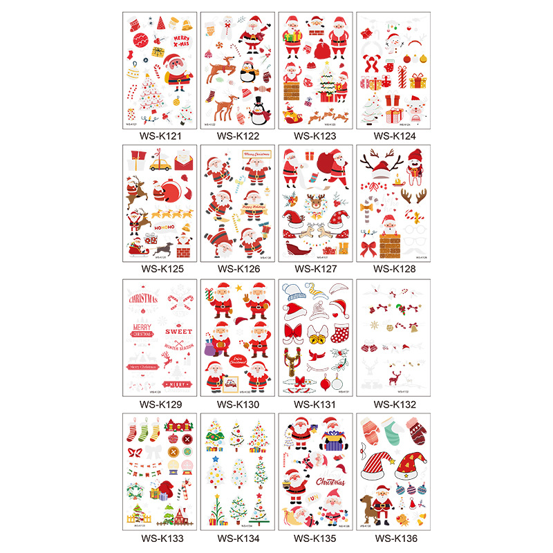 New in stock Hot Selling Luminous Christmas Tattoo Sticker Holiday Party Window Glass Christmas Gift Decoration Sticker