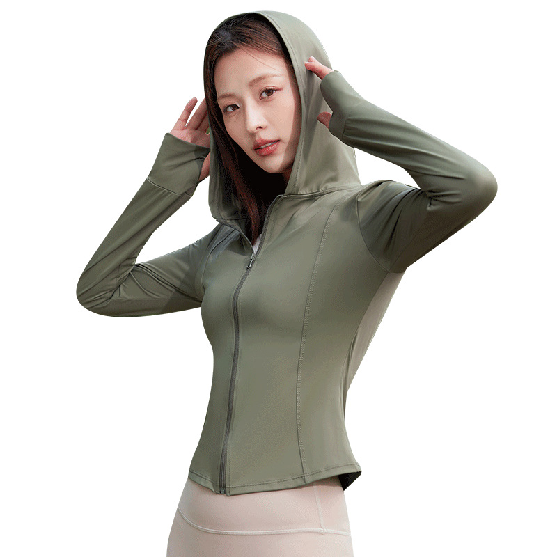 UPF50 Yoga Slim Sunscreen Clothes Women's Coat Anti-ultraviolet Summer Ice Silk Breathable 2025 New Thin