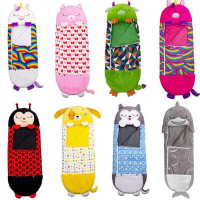 New Cross-border Amazon Sleeping Bag Children's Folding Pillow Cartoon Animal Children's Sleeping Bag Kick-proof Children's Sleeping Bag