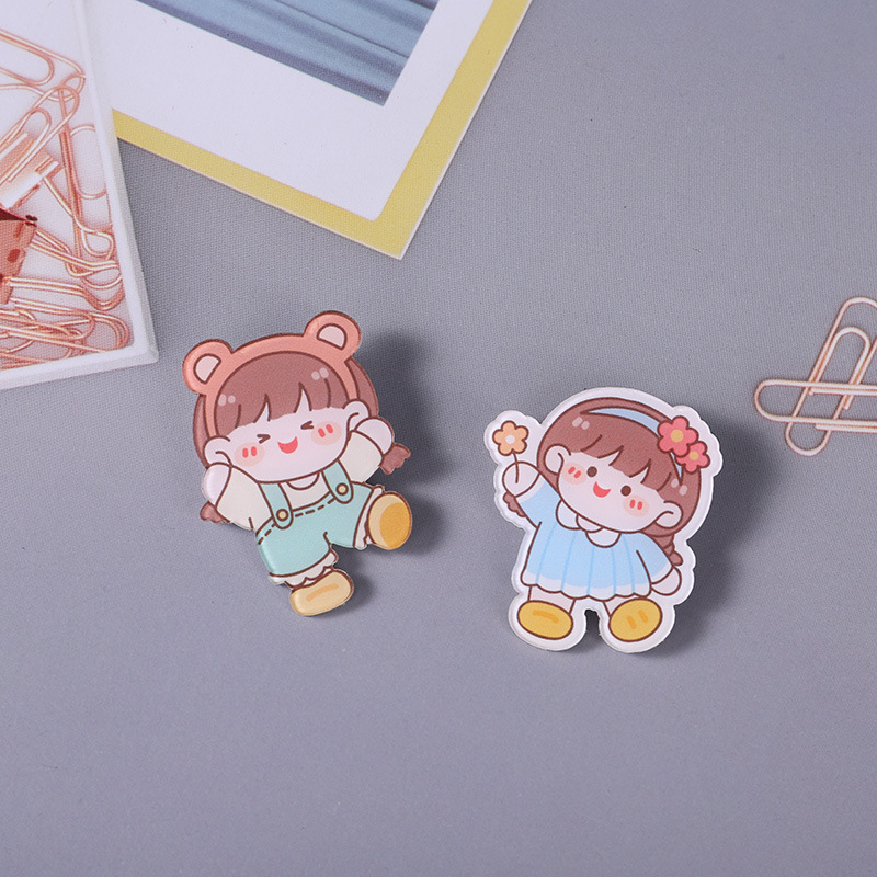 Acrylic Brooch Cartoon Cute Korean Girl Acrylic Decoration Badge Backpack Clothes Hanging Decoration
