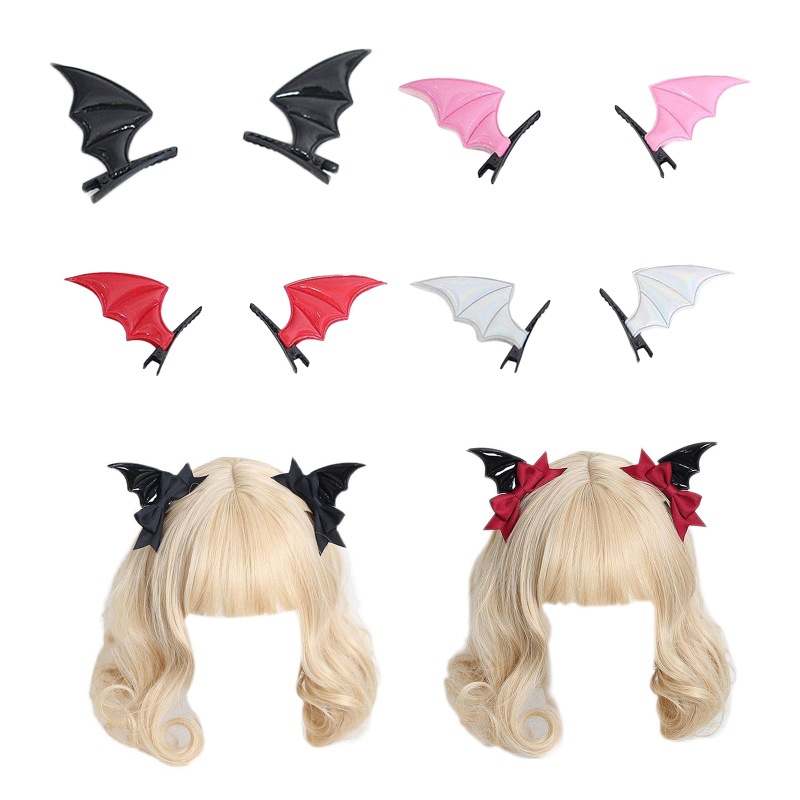 Dark cute demon hairpin side clip Halloween hairpin black bat wings Lolita headdress Gothic style