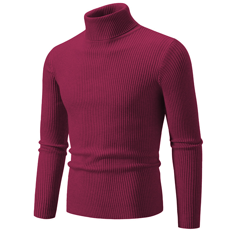 Cross-border autumn and winter new men's sweater solid color turtleneck sweater casual coat men's pullover plus size sweater