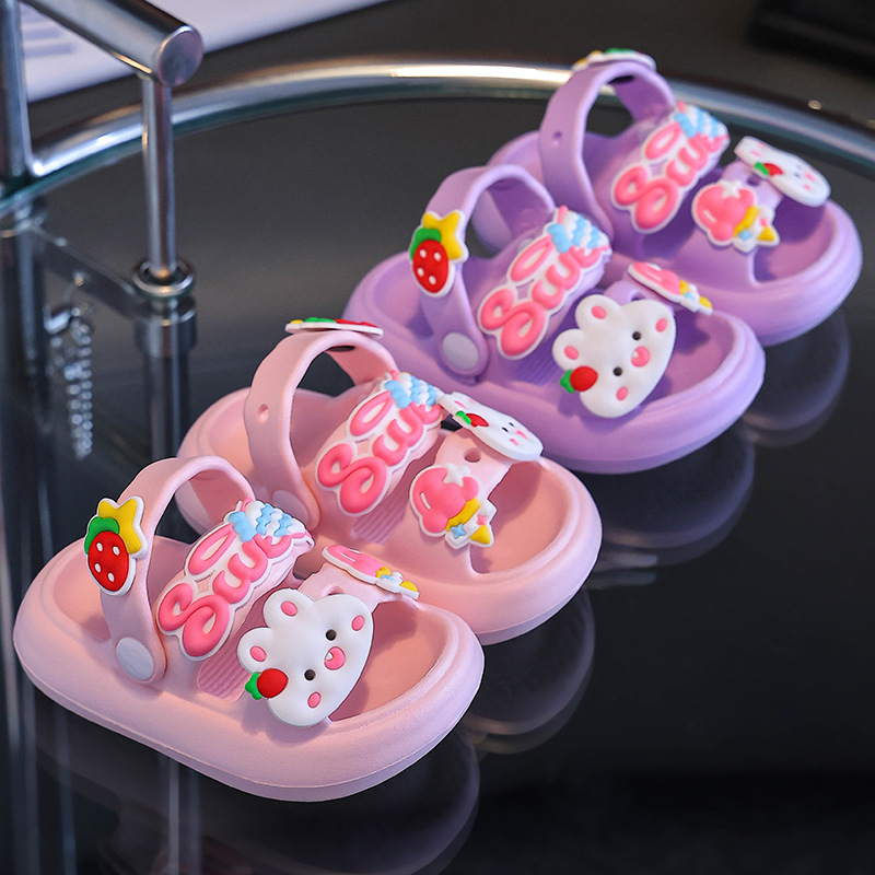 Girls' sandals children's summer baby indoor soft bottom infant non-slip rabbit slippers boys soft bottom sandals