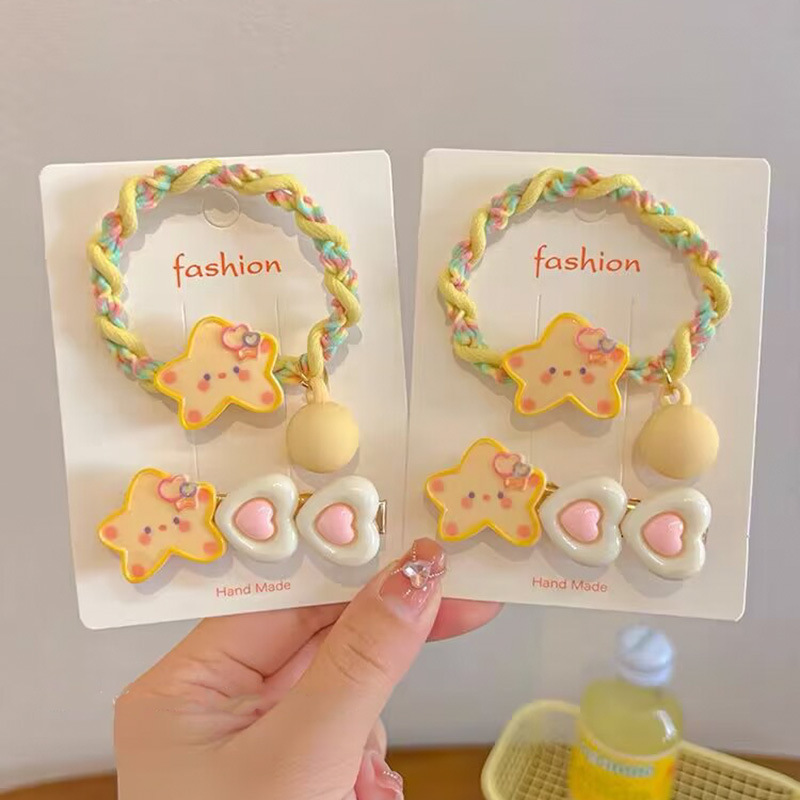A pair of clothes ~ cute star hairpin female sweet bangs clip high elastic tie hair rope broken hair side clip BB clip_voghion.com