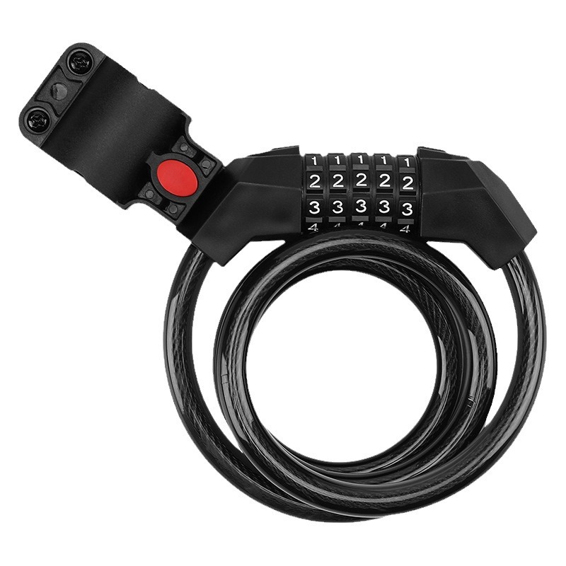 Bicycle Lock Riding Equipment Five-digit Password Transparent Thick Steel Cable Waterproof Anti-theft Mountain Bike Password Lock