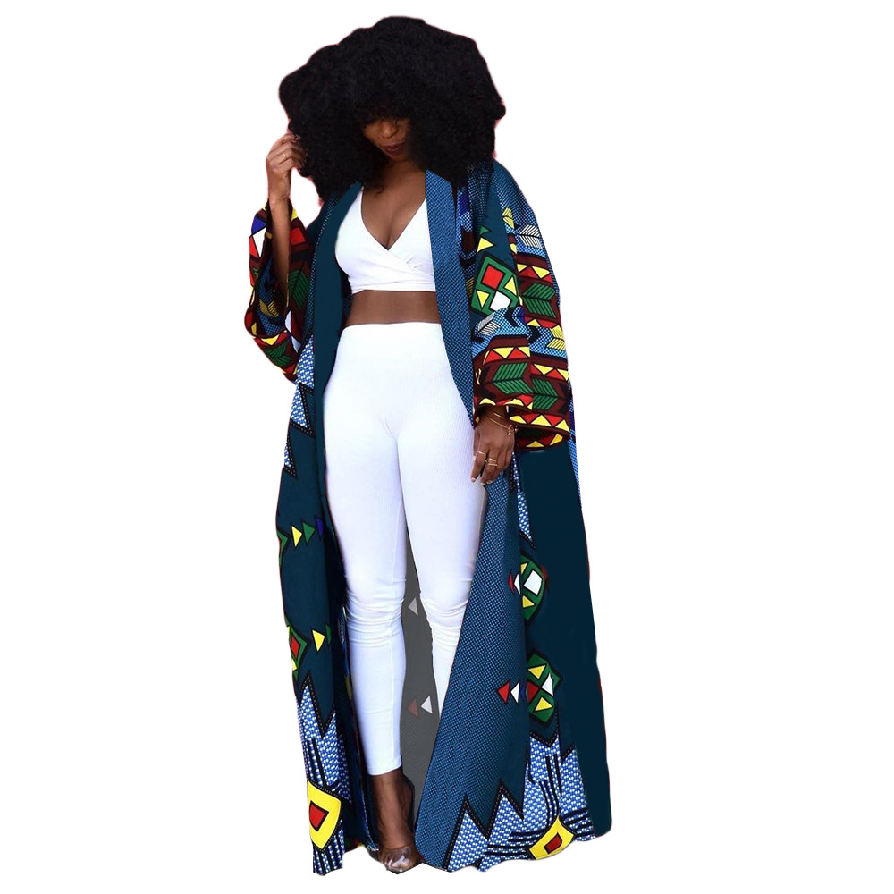 DY69431 European and American Women's Amazon Fashion Elegant Large Size All-match Long Loose Printed Cardigan Jacket