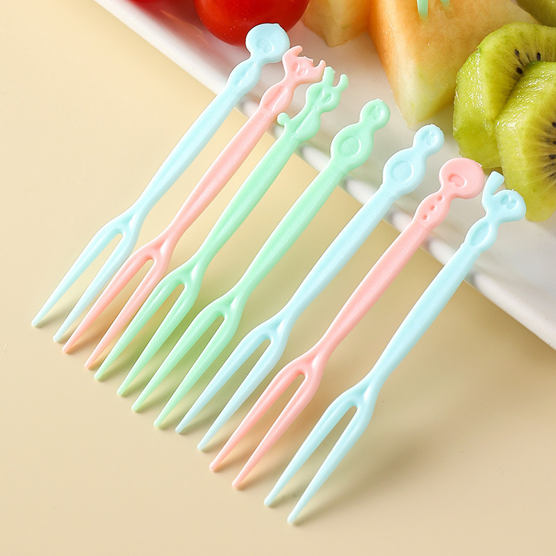 Fruit fork suit fruit stick disposable plastic two-tooth household fruit cake dessert fork dessert small fork