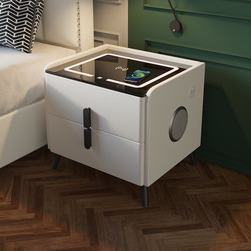 Smart nightstand minimalist modern multi-functional wireless charging bedside cabinet bedroom light luxury Italian-style social media storage cabinet