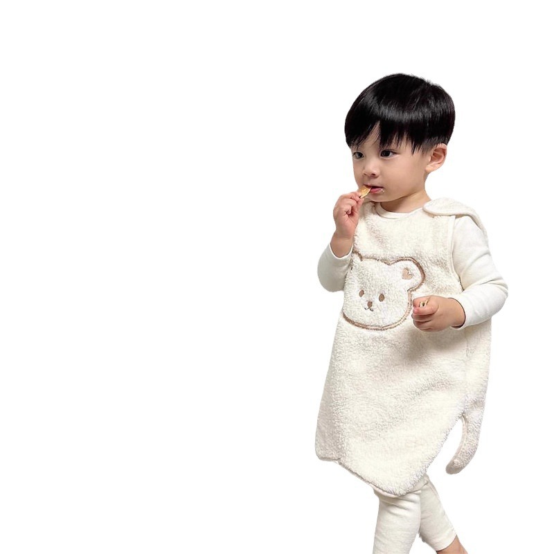 ins South Korea autumn and winter coral fleece sleeping bag embroidered baby warm sleeping bag baby jumpsuit anti-kick quilt