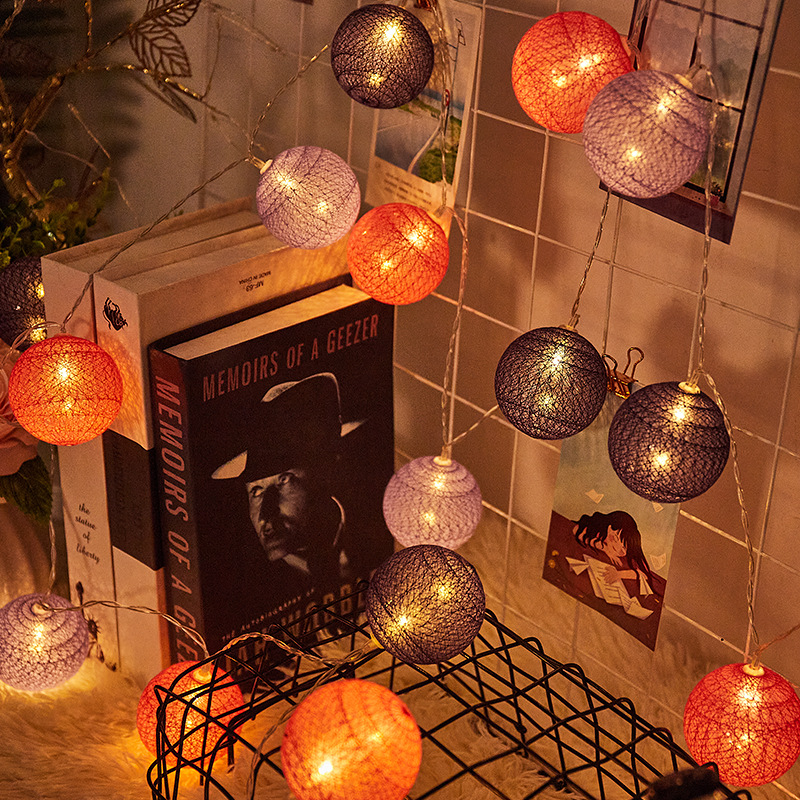 Thailand led cotton thread ball light string Christmas holiday ins bedroom decoration white thread ball light small colorful light string light flashing light