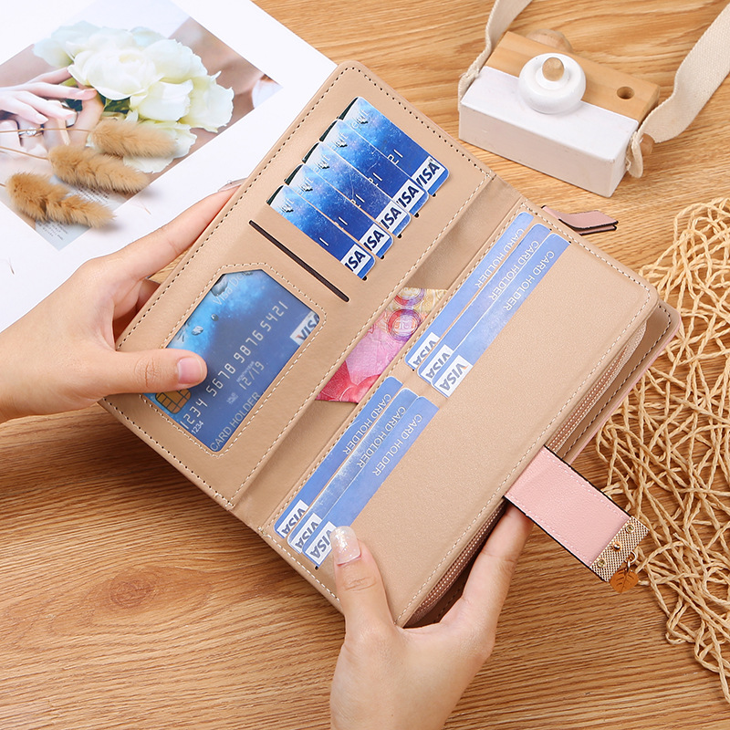 2024 New Women's Wallet Hollow Leaf Wallet Wallet Korean-style Two-fold Zipper Long Card Holder Clutch