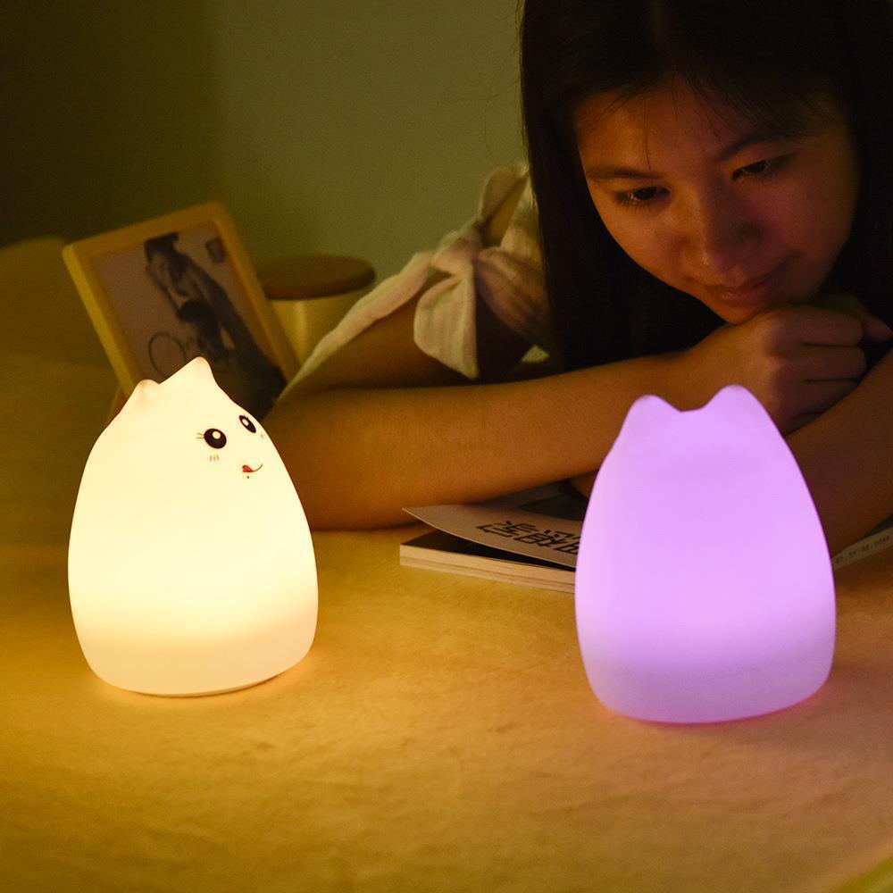 Creative led colorful silicone induction night light cartoon cute pet clap light atmosphere bedside desk lamp eye protection desk lamp
