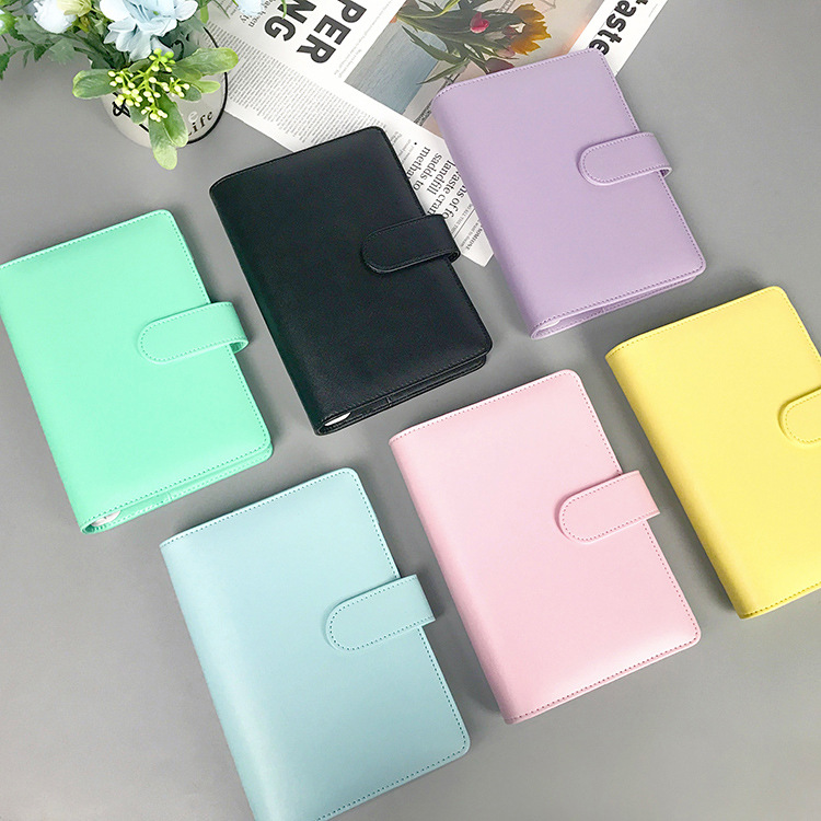 韓国インスタ乙女心マカロンa5a6バインダークリップノートpu手帳メモ帳6穴トラベルブック