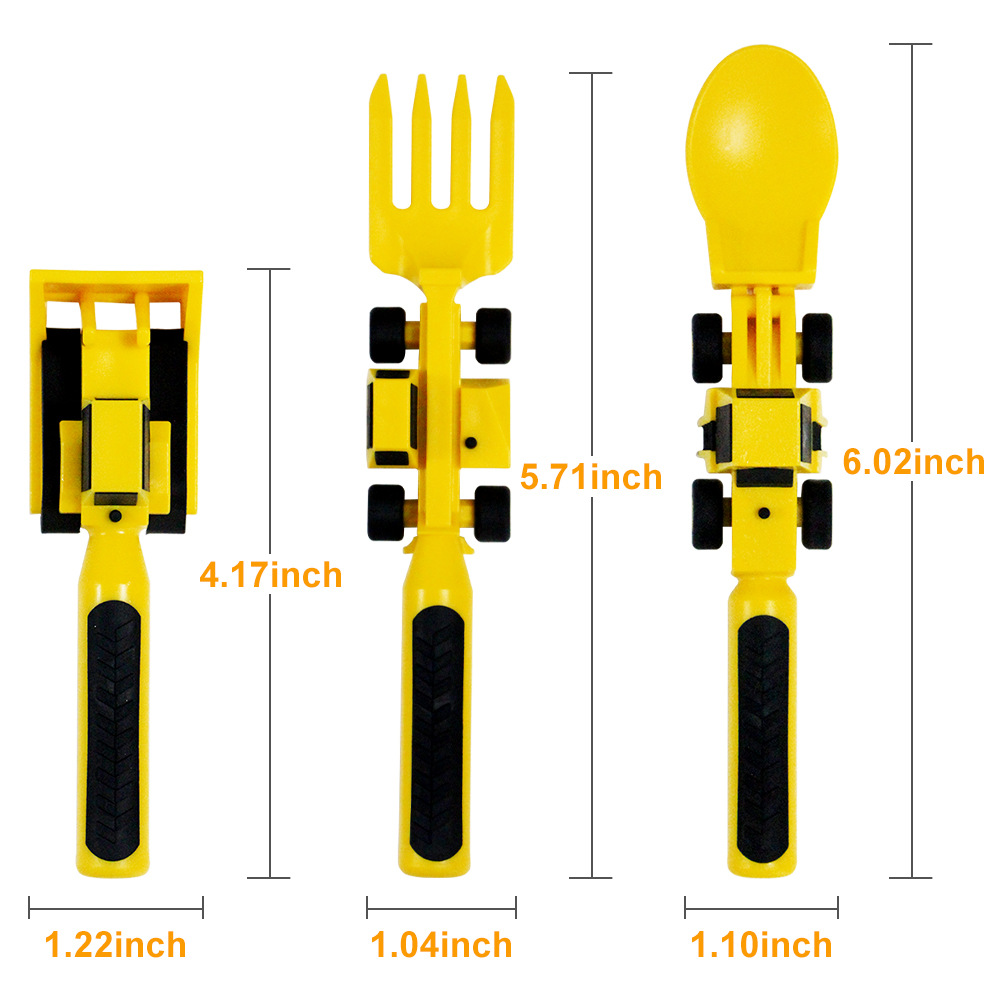 Dinneractive children's car tableware bulldozer excavator shovel 3-piece knife and fork children's tableware