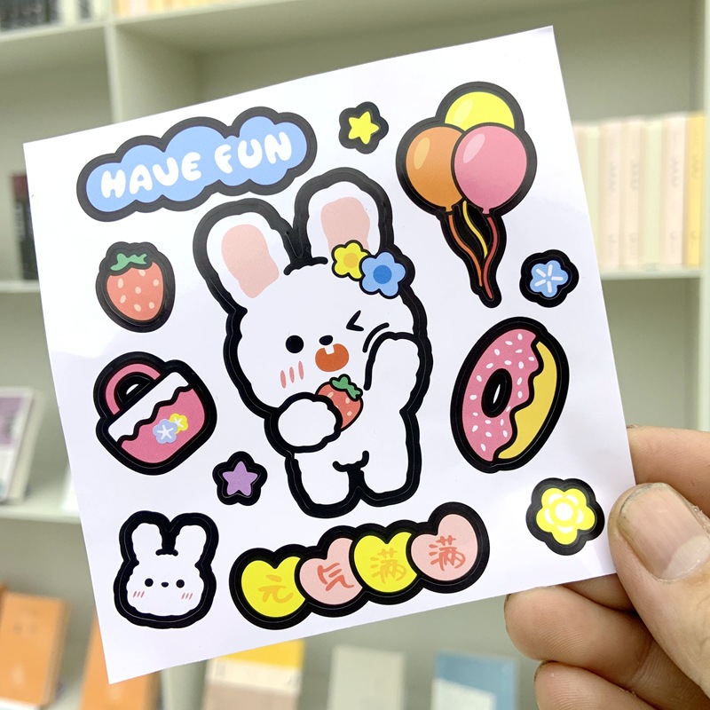 Original Cute Cartoon Year of the Tiger Bear Sticker Water Cup Thermos Cup Sticker pvc Waterproof Hand Account Mobile Phone Sticker Drawing Paper
