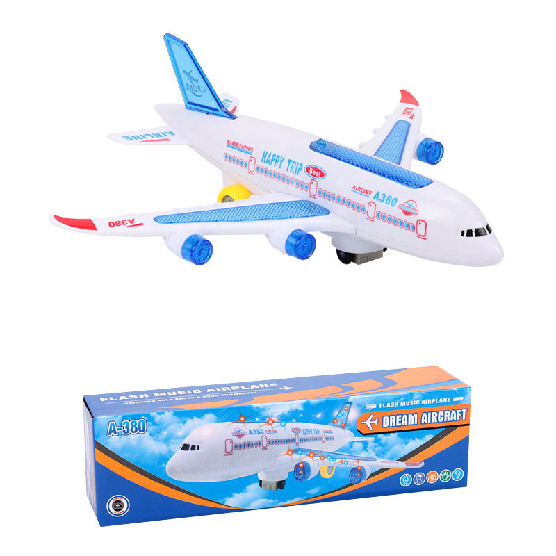 A380 Airbus universal aircraft Electric Universal music lights super cool children's stall luminous toy aircraft wholesale